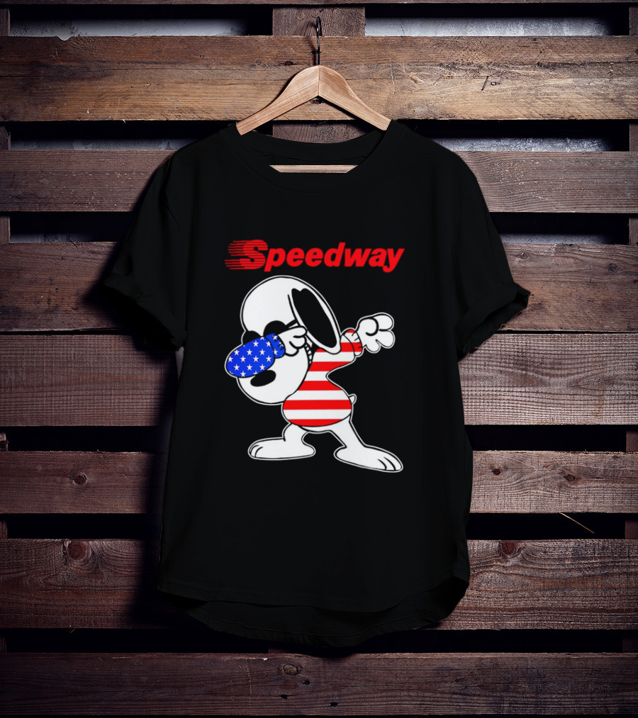 Speedway Snoopy Dabbing American Flag Outfit T-Shirt