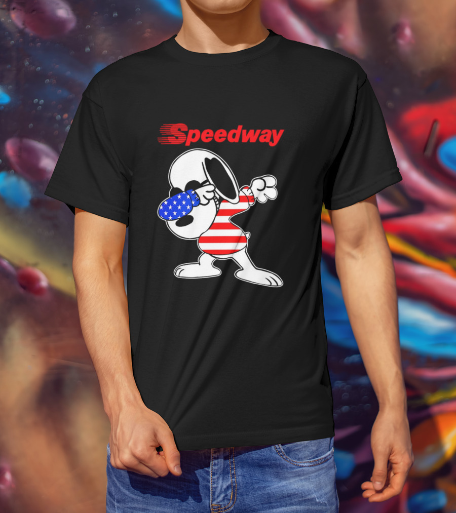 Speedway Snoopy Dabbing American Flag Outfit T-Shirt