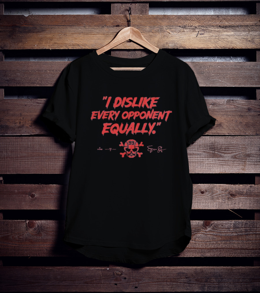 "I Dislike Every Opponent Equally Spencer Strider Skull And Crossbones Signature" T-Shirt