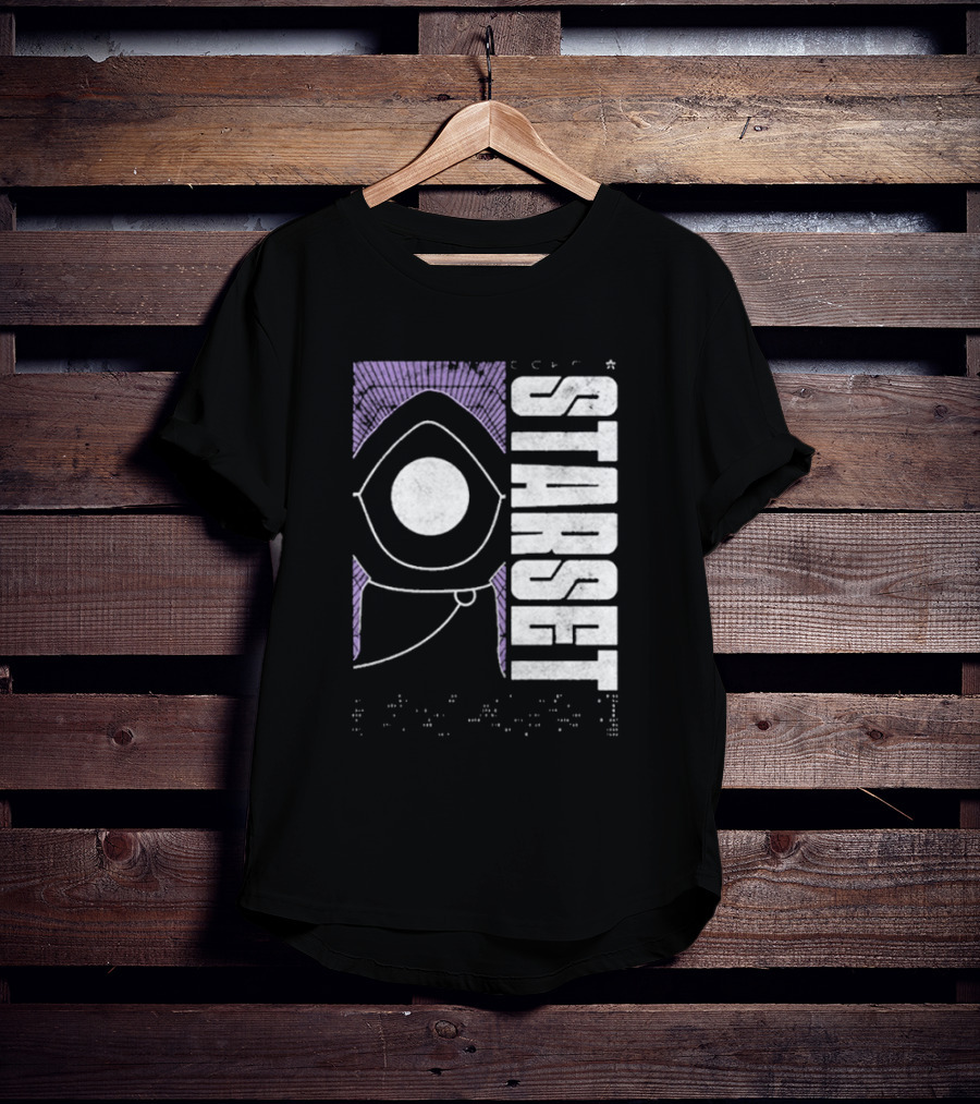 Starset Echo Purple Hooded Figure Bold White Text T-Shirt