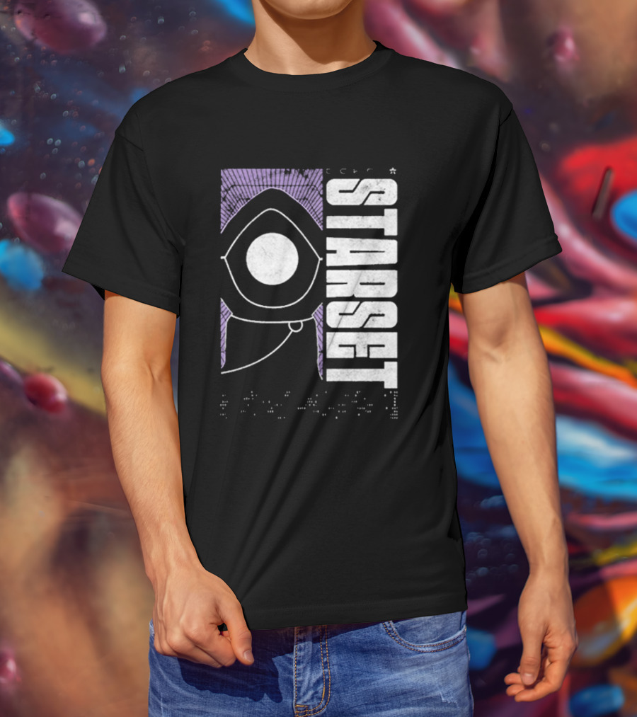 Starset Echo Purple Hooded Figure Bold White Text T-Shirt