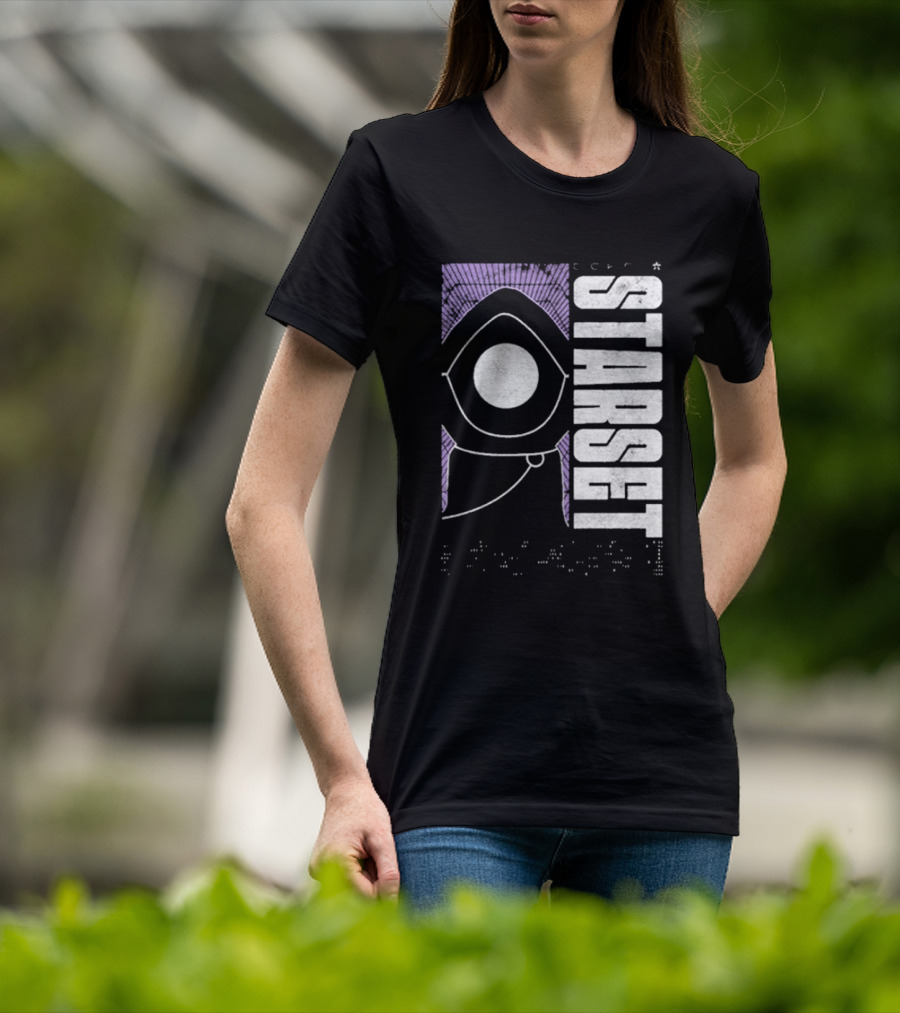 Starset Echo Purple Hooded Figure Bold White Text T-Shirt