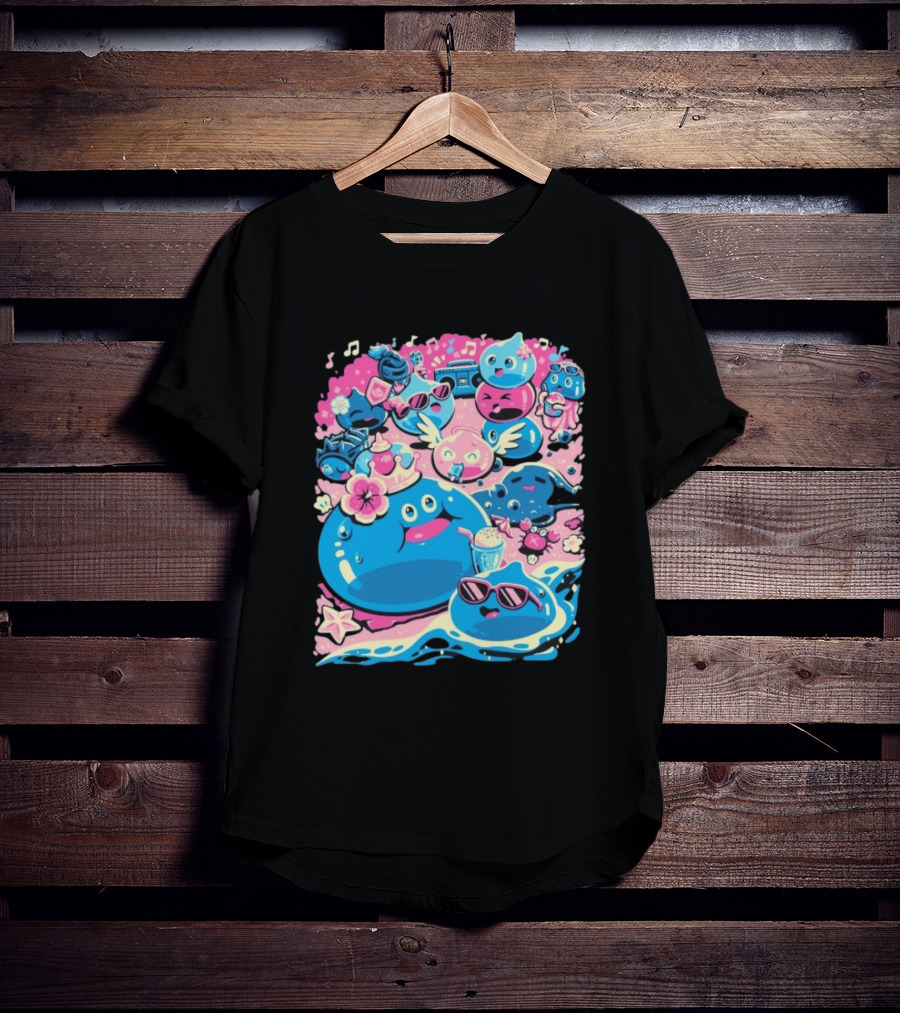 Summer Slimes Cute Blue And Pink Watercolor Style Festival Fun T-Shirt