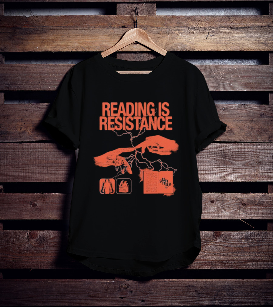 Sunnys Book Truck Reading Is Resistance With Hands And Open Books T-Shirt