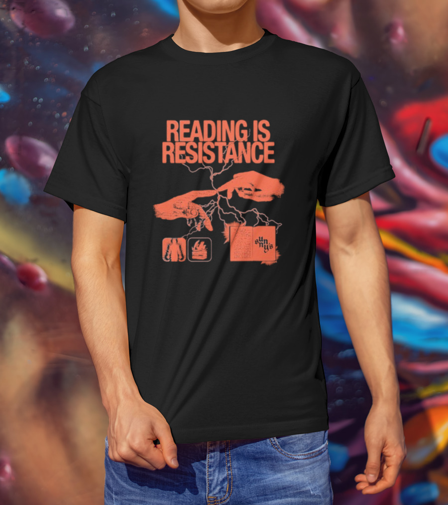 Sunnys Book Truck Reading Is Resistance With Hands And Open Books T-Shirt