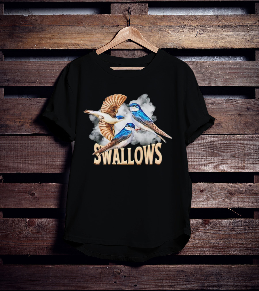 Swallows Blue Bird Trio With Clouds T-Shirt