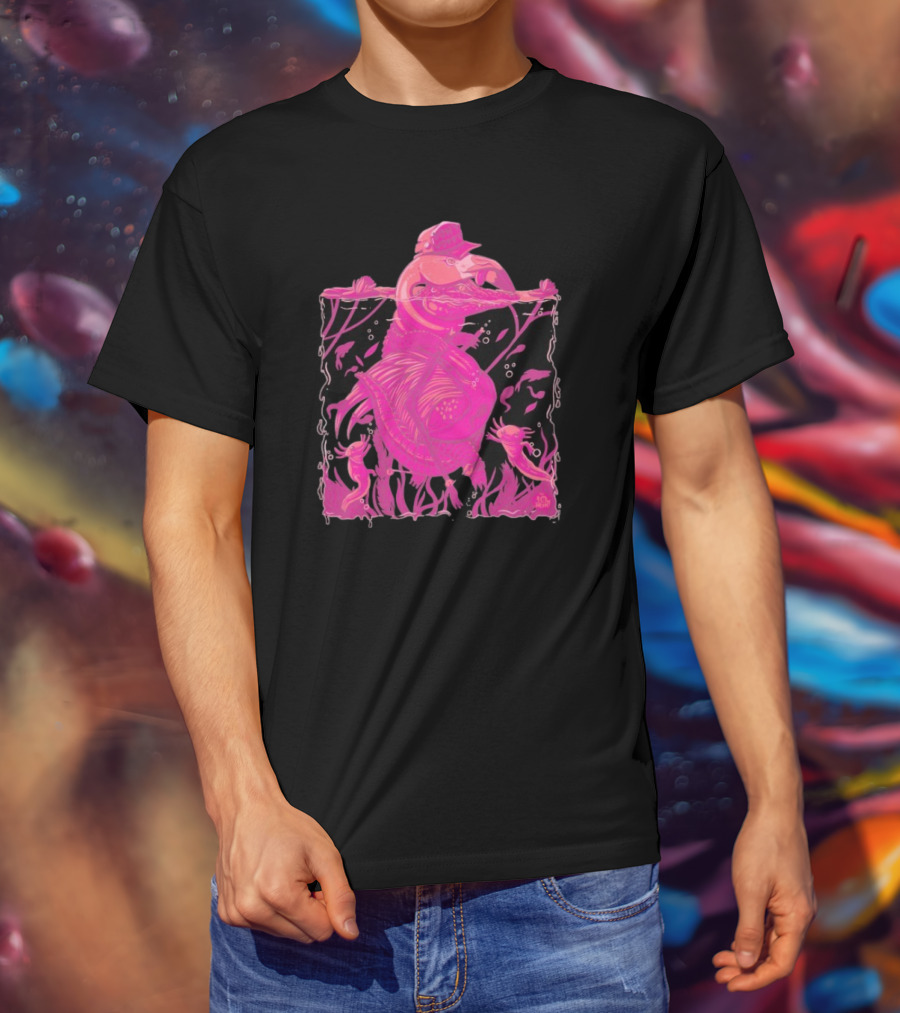Ten Hundred Clever Girl Pink Dinosaur With Hat Underwater Artwork T-Shirt
