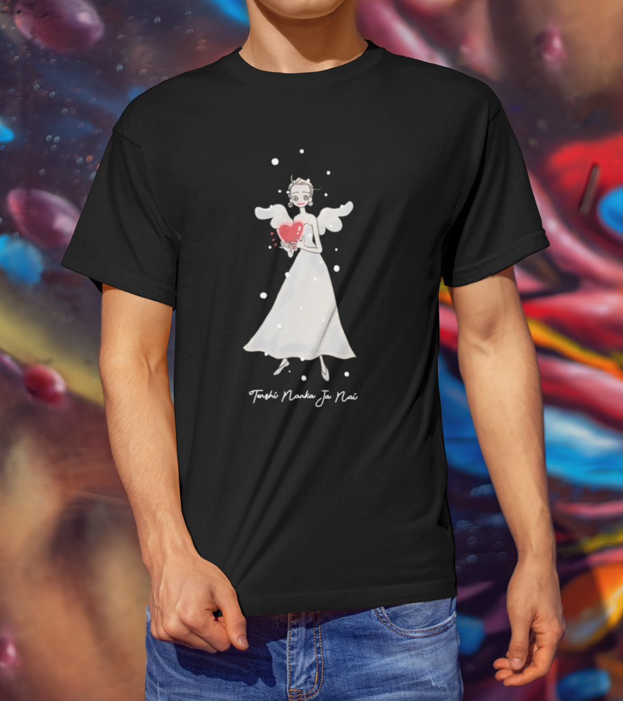 Tenshi Nanka Ja Nai Angel Illustration Holding Heart T-Shirt