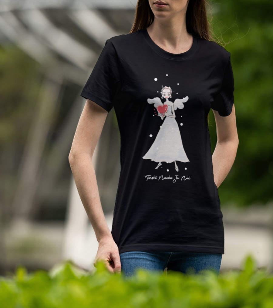 Tenshi Nanka Ja Nai Angel Illustration Holding Heart T-Shirt