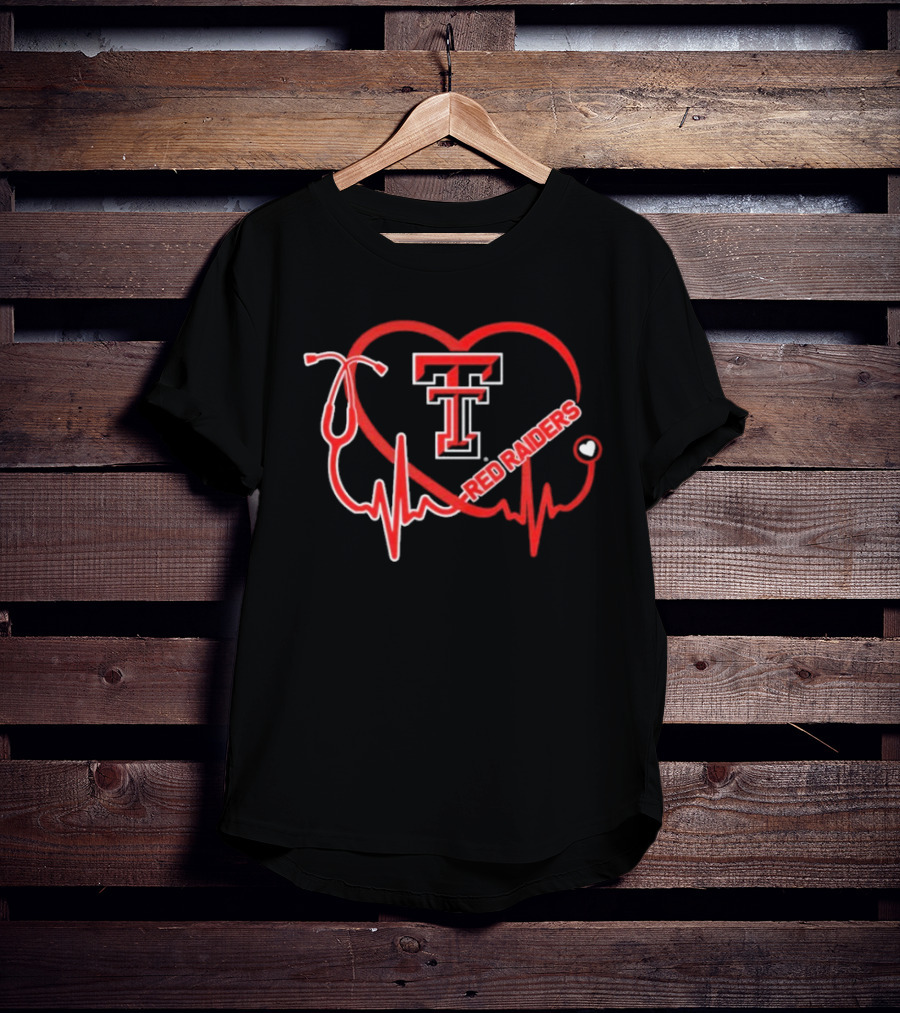 Texas Tech Red Raiders Heartbeat Nurse Stethoscope Icon T-Shirt