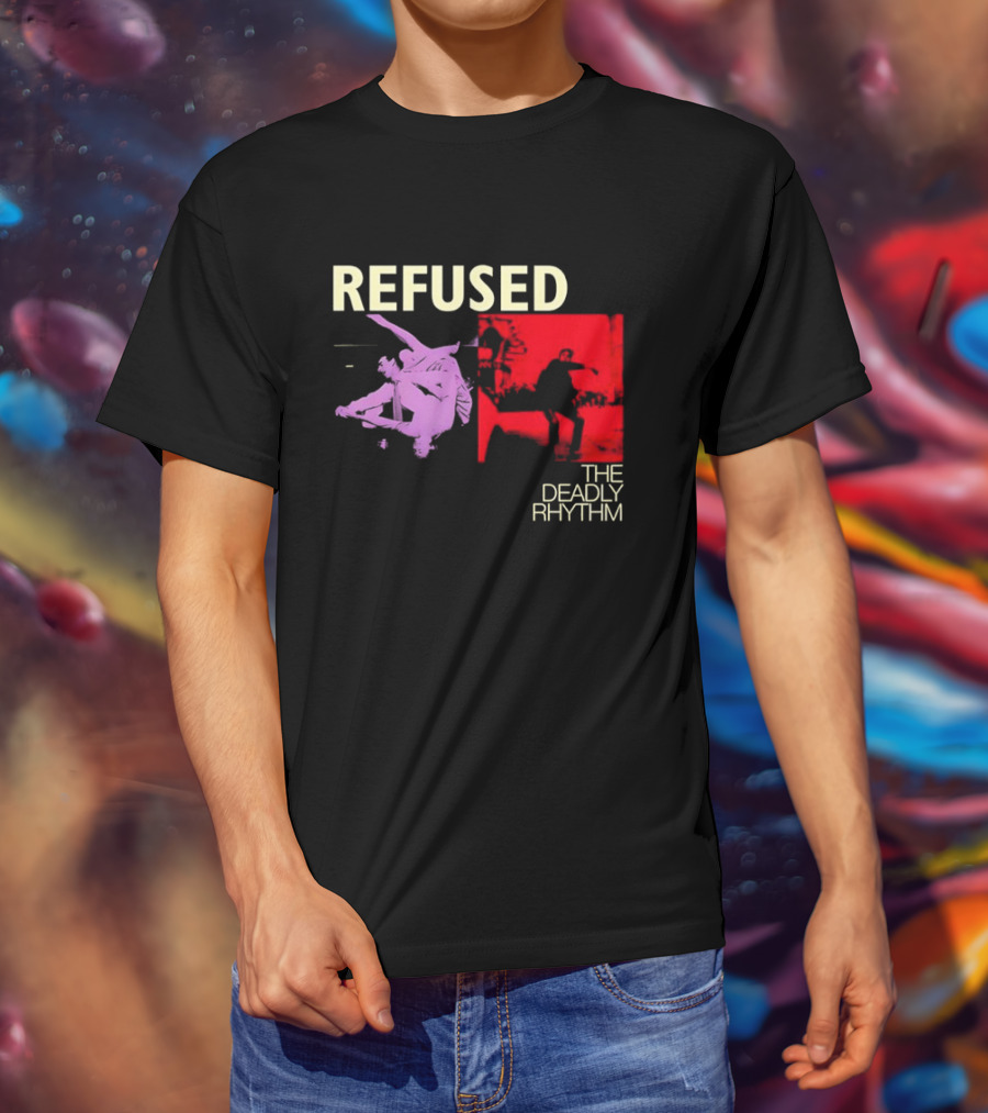 Refused The Deadly Rhythm Skater Red And Purple Imagery T-Shirt