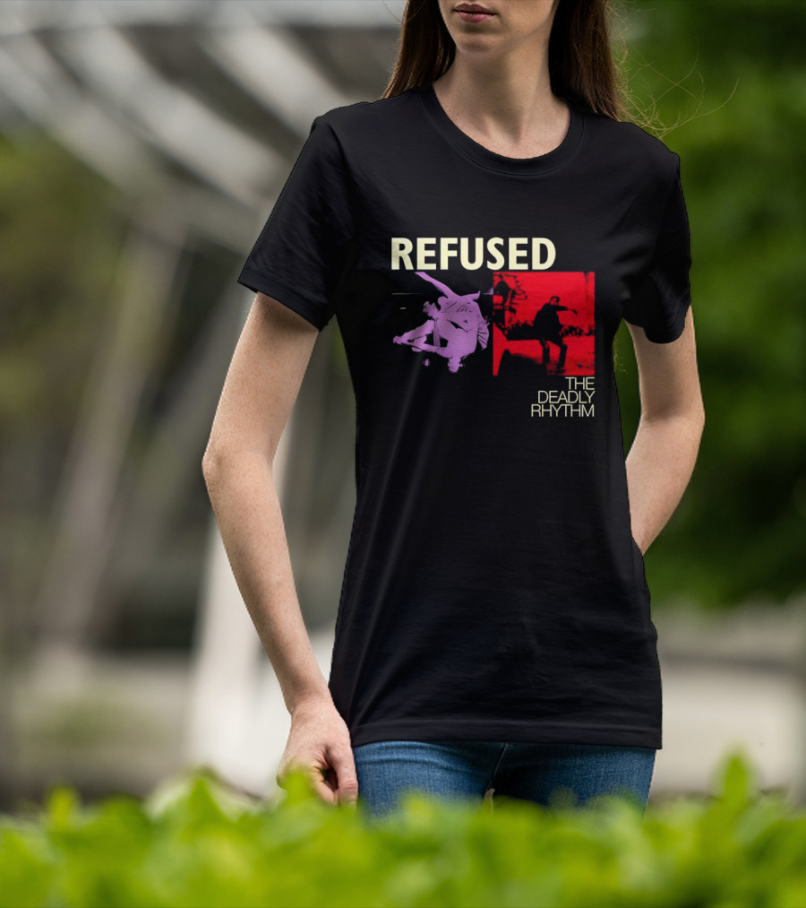 Refused The Deadly Rhythm Skater Red And Purple Imagery T-Shirt