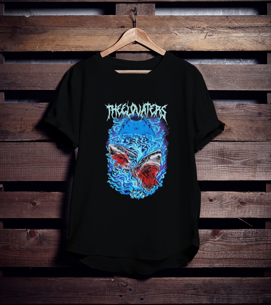 The Elovaters Beware Of Sharks Electric Blue Fierce Shark Trio T-Shirt