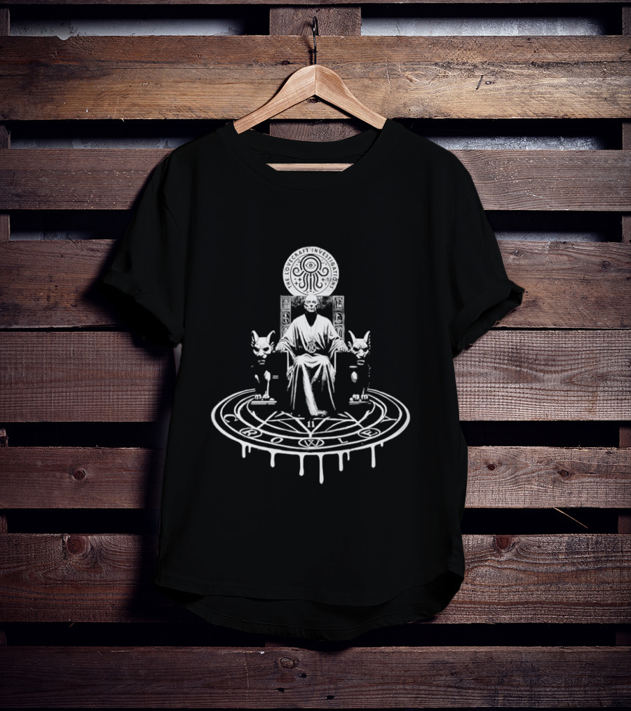 The Lovecraft Investigations Occult Symbolism Ancient Ritual Circle Specter Cats T-Shirt