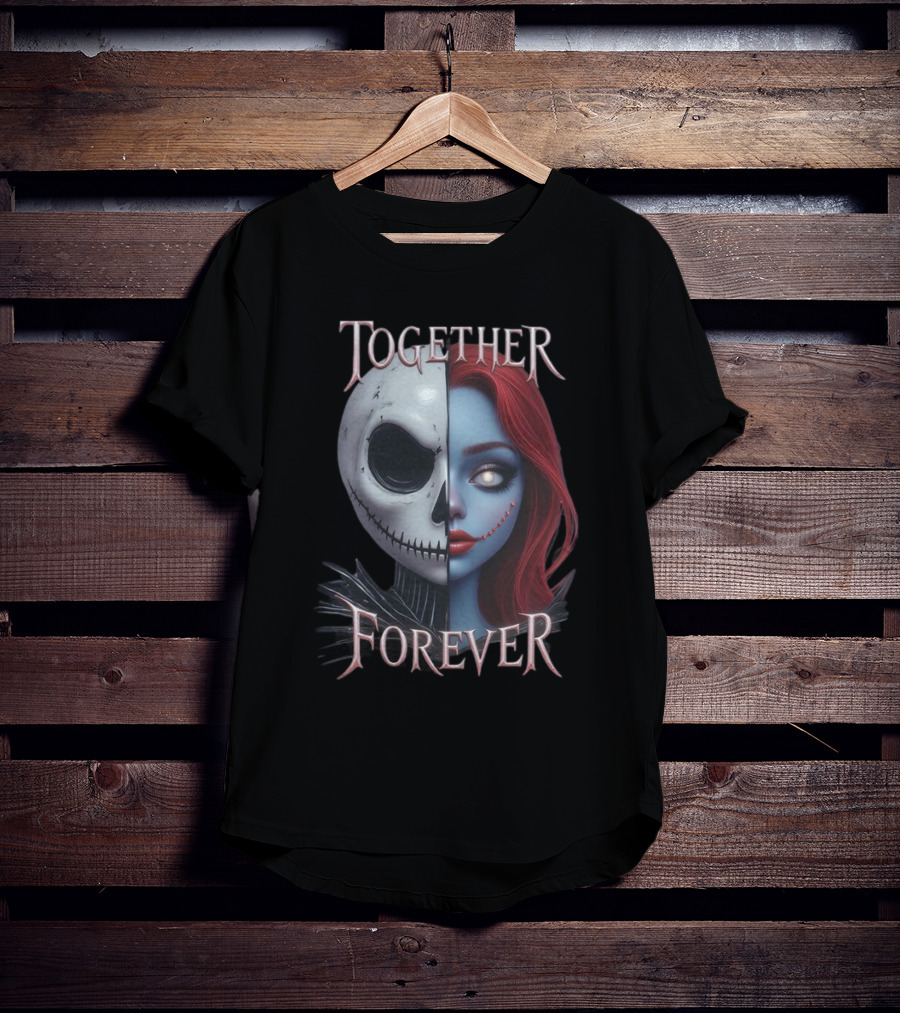 Together Forever Jack And Sally Half Face Mashup T-Shirt