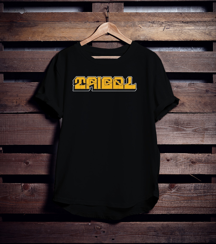 Tribal Gear Victim Gold Graffiti Font Bold Yellow Text T-Shirt