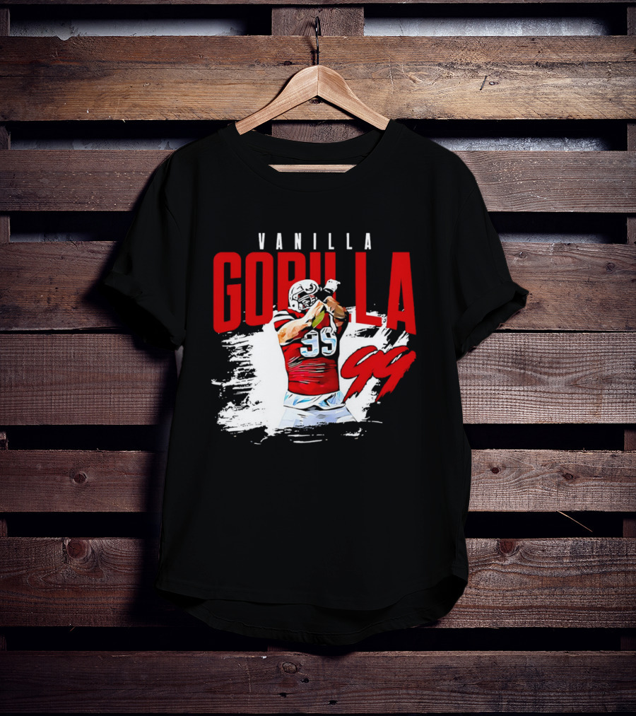 Vanilla Gorilla Number 99 Football Jersey Athlete Action Pose T-Shirt