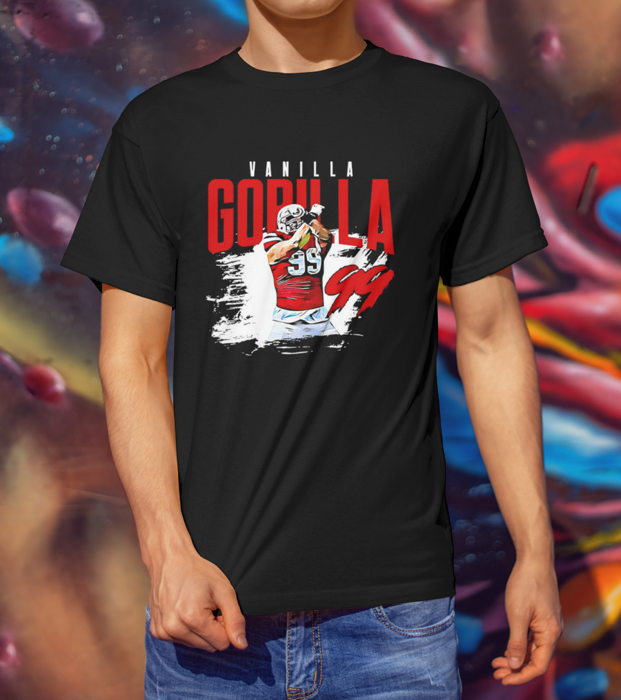 Vanilla Gorilla Number 99 Football Jersey Athlete Action Pose T-Shirt