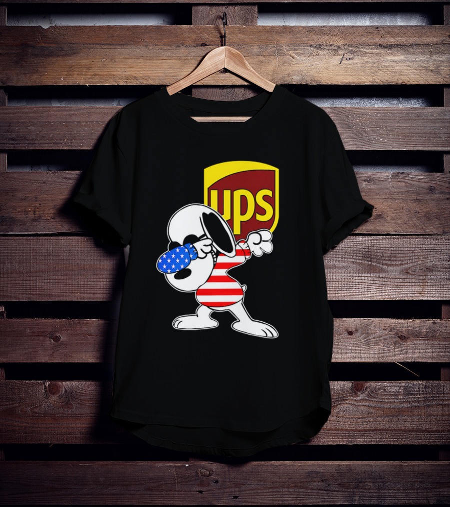 Snoopy American Flag Dabbing UPS Shield T-Shirt
