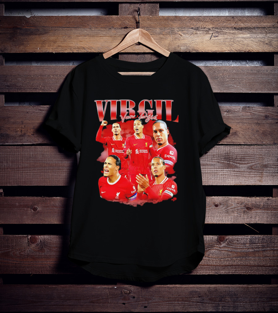 Virgil Van Dijk Liverpool FC Number 4 Captain Liverpool Red Jersey T-Shirt