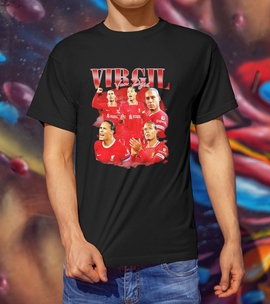 Virgil Van Dijk Liverpool FC Number 4 Captain Liverpool Red Jersey T-Shirt