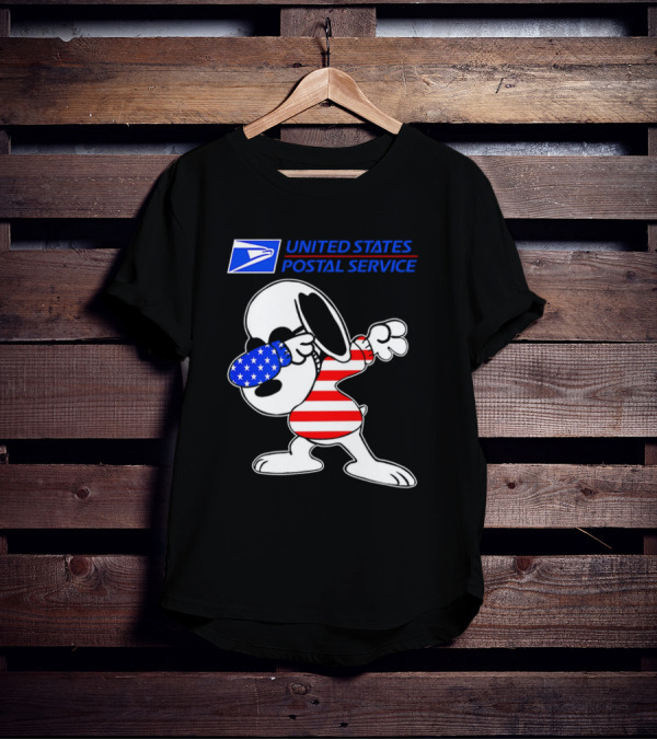 USPS United States Postal Service Snoopy Dabbing American Flag T-Shirt