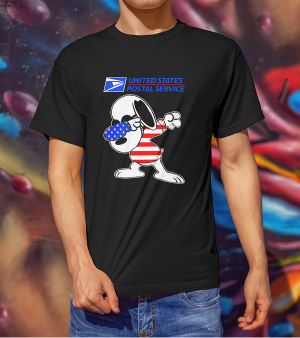 USPS United States Postal Service Snoopy Dabbing American Flag T-Shirt