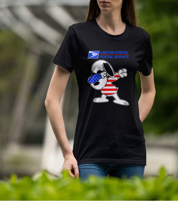 USPS United States Postal Service Snoopy Dabbing American Flag T-Shirt