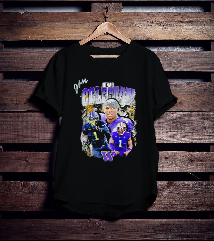 Jonah Coleman Washington Huskies Simply College Football W Player Signature T-Shirt
