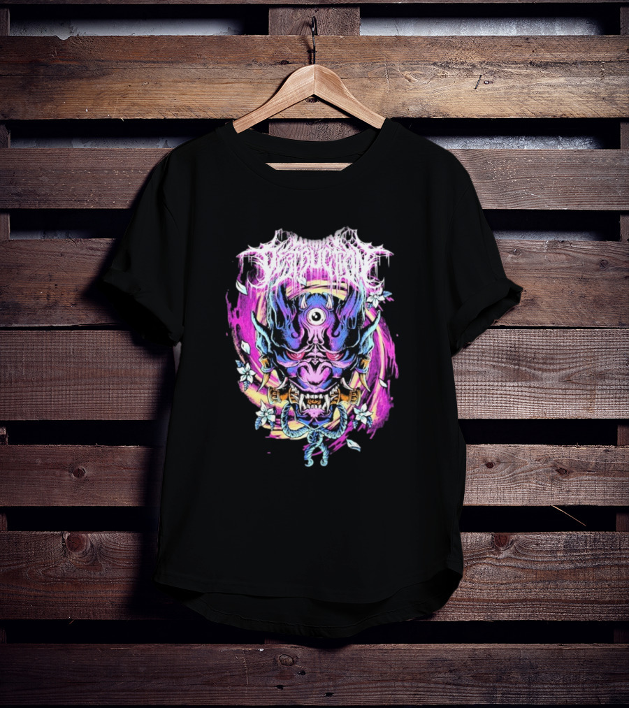 Within Destruction Psychedelic Oni Mask With Floral Accents T-Shirt
