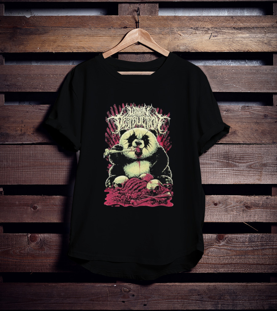 "Within Destruction Kawaii Panda Eating Noodles With Skulls And Bones" T-Shirt