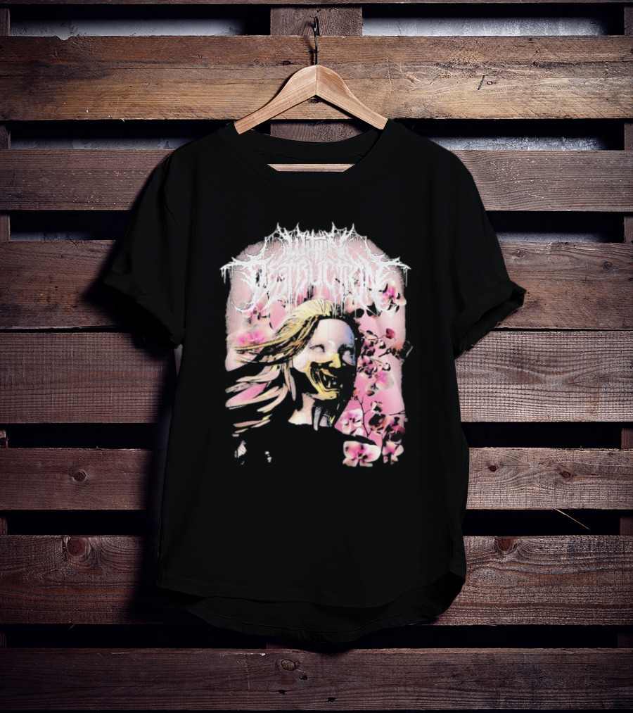 Within Destruction Yokai Cherry Blossoms Masked Face Design T-Shirt