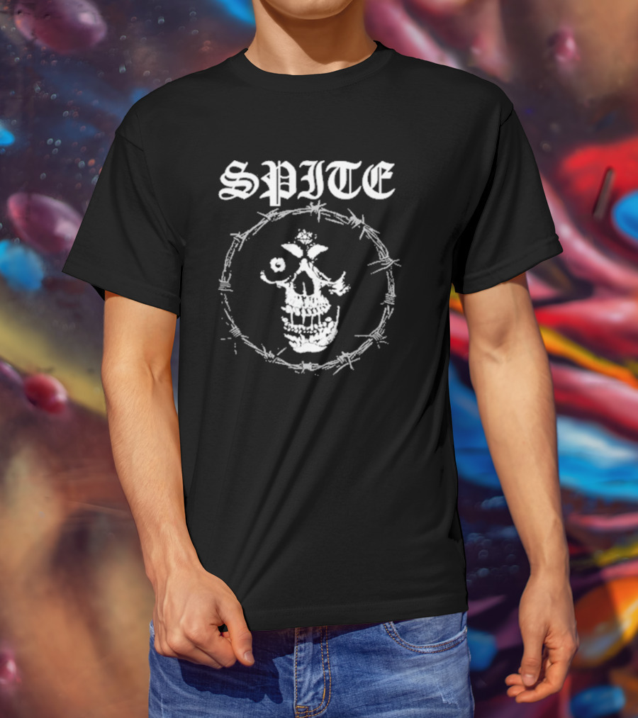 Spite Barbed Wire Skull Theme Pain Is A Place On Earth T-Shirt