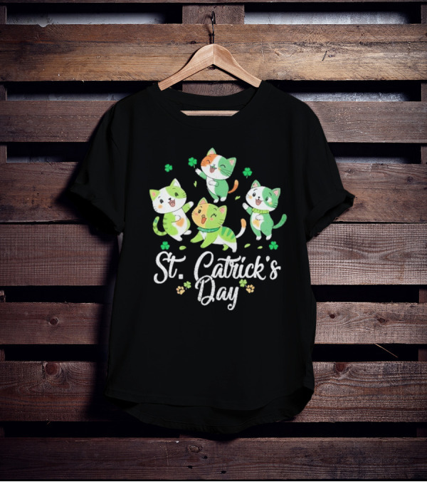 St Catricks Day Cats St Patricks Day Cat Lover St Pattys T-Shirt