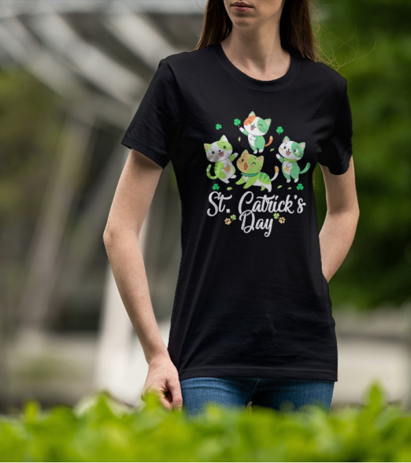St Catricks Day Cats St Patricks Day Cat Lover St Pattys T-Shirt