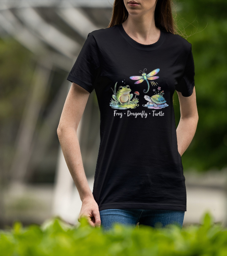 Frog Dragonfly Turtle Subtle Political Humor T-Shirt