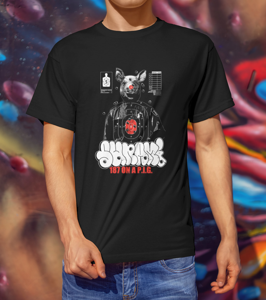 Sunami Pig 187 Target Shooting Pig Design T-Shirt