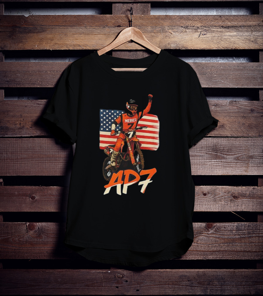 Supercross Motocross AP7 Aaron Plessinger Merica 7 USA Flag Motocross Racing T-Shirt