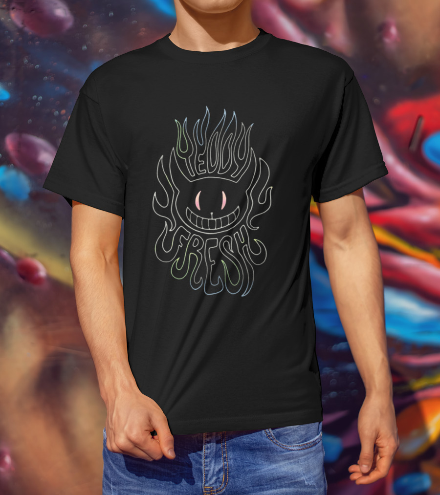 Teddy Fresh Flamin’ Hot Alien Smiling Flame Creature T-Shirt