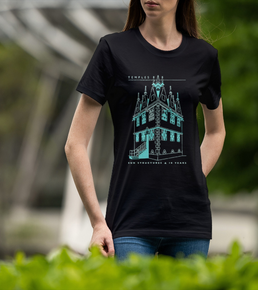 Temple Sun Structure Blueprint Isometric 2025 T-Shirt
