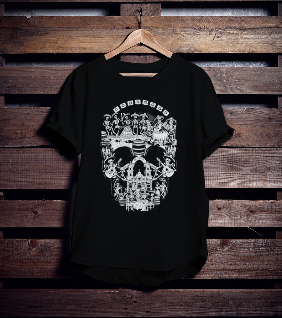 Tequilera Skull Calavera Distinctive Skeleton Motif T-Shirt