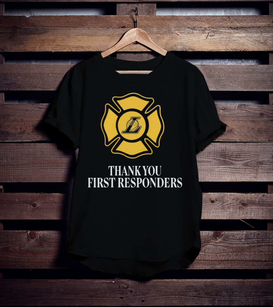 Thank You First Responders Los Angeles Lakers Maltese Cross Badge T-Shirt