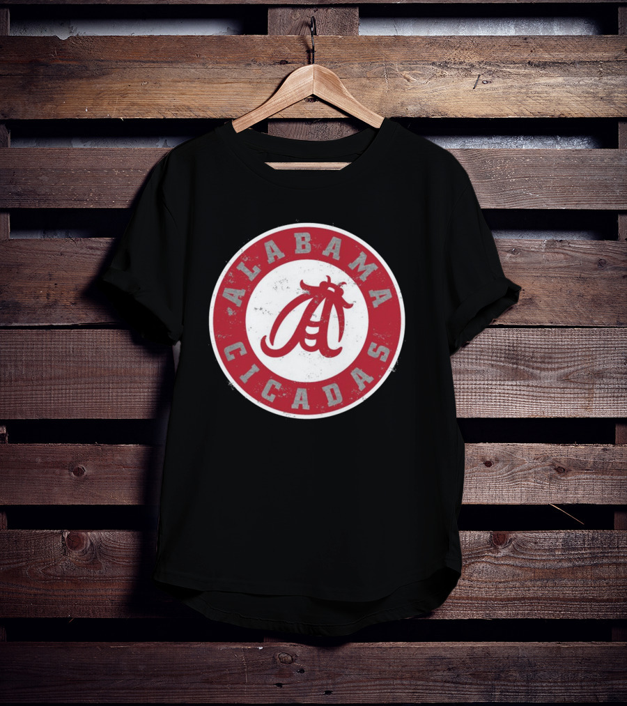 Alabama Cicadas Team Red Emblem With Stylized Bug T-Shirt