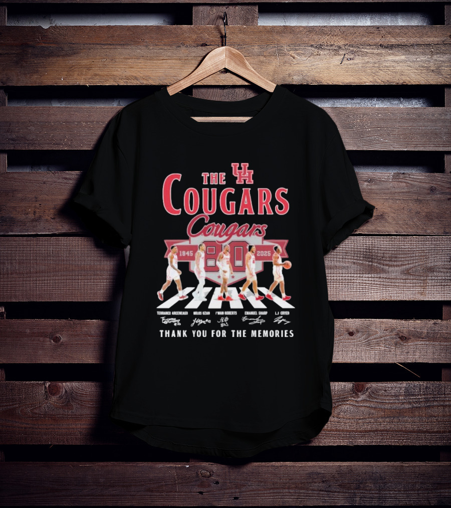 The Houston Cougars 80 Years 1945-2025 Thank You For The Memories Abbey Road Style T-Shirt