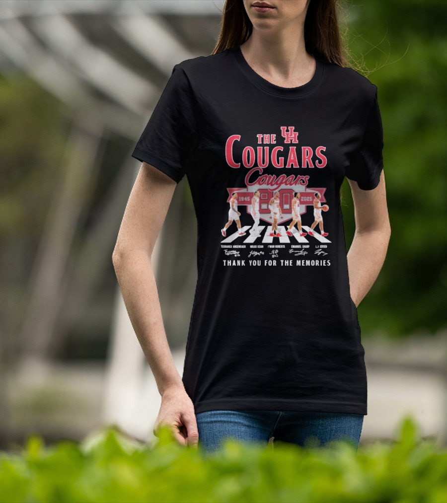 The Houston Cougars 80 Years 1945-2025 Thank You For The Memories Abbey Road Style T-Shirt