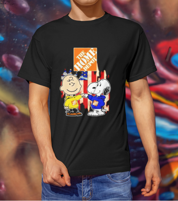 The Home Depot Charlie Brown Snoopy American Flag T-Shirt