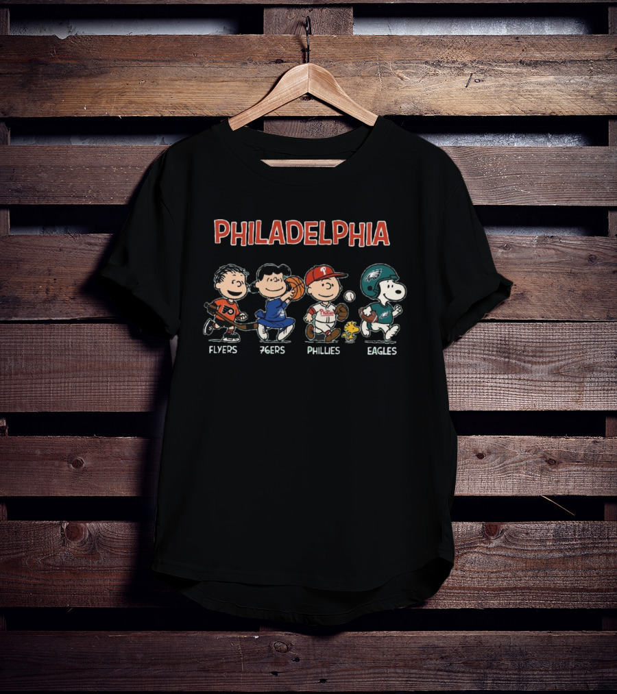Philadelphia Peanuts Characters Flyers 76ers Phillies Eagles T-Shirt