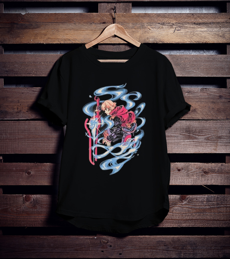The Yetee Ether Blade Character With Energy Sword And Flowing Elements T-Shirt