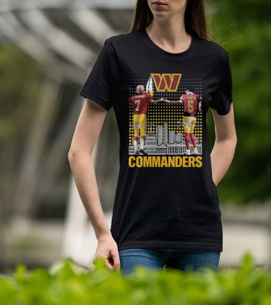 Commanders Theismann Daniels Football Signatures T-Shirt