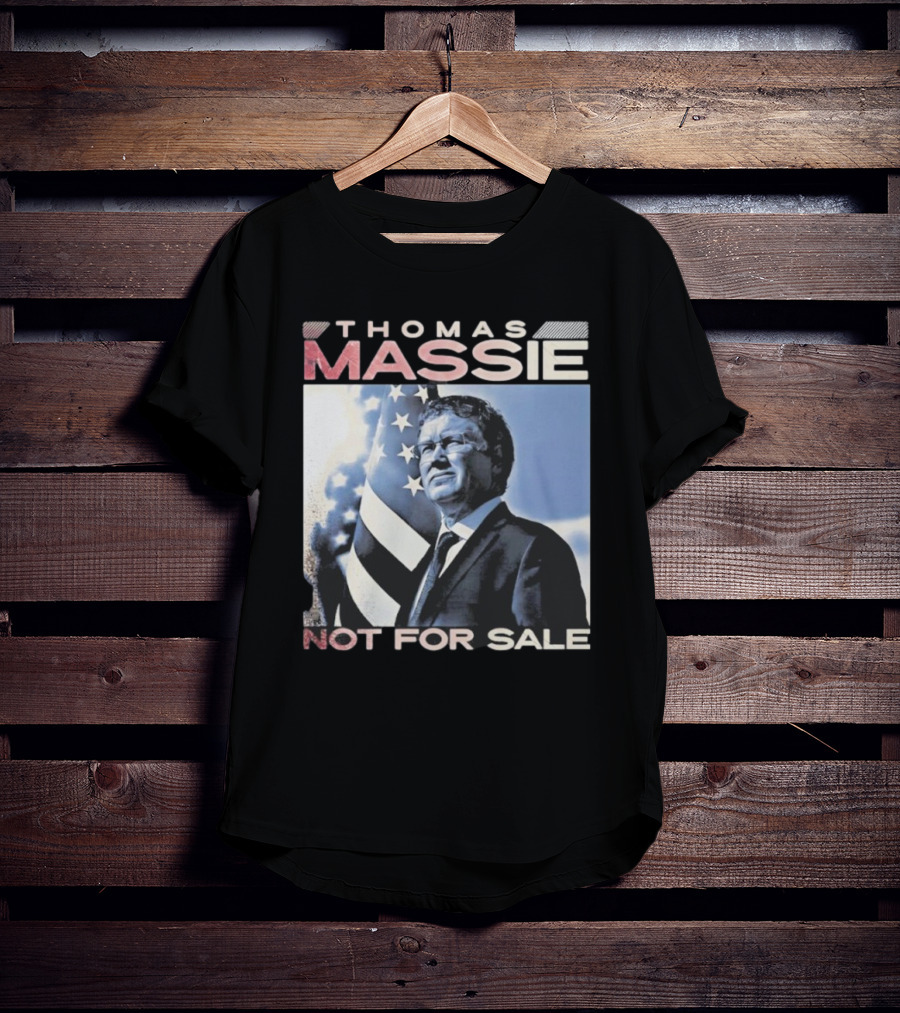 Thomas Massie Not For Sale American Flag Portrait T-Shirt
